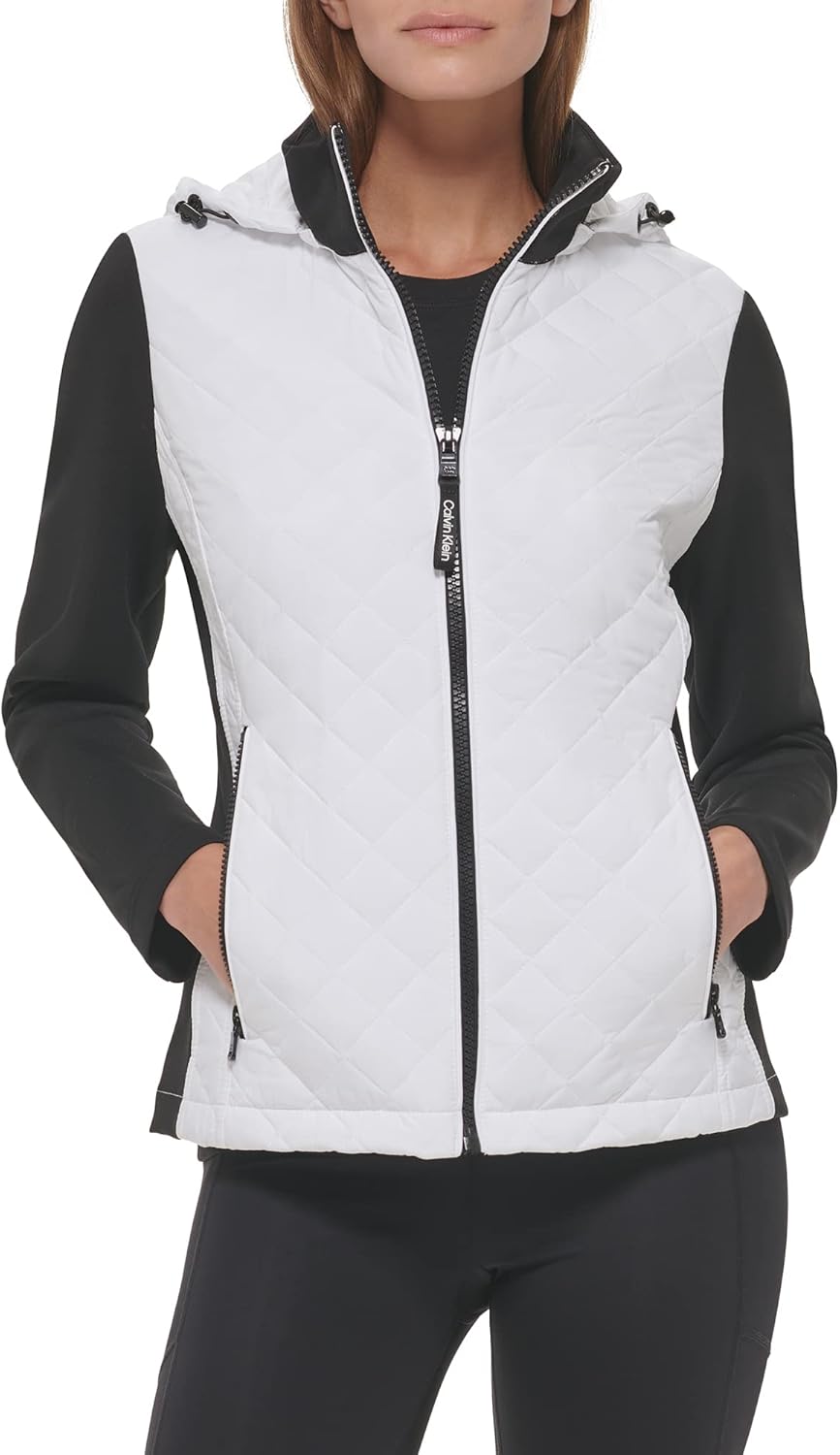 

Calvin Klein Женская стеганая куртка с капюшоном, Quilted White