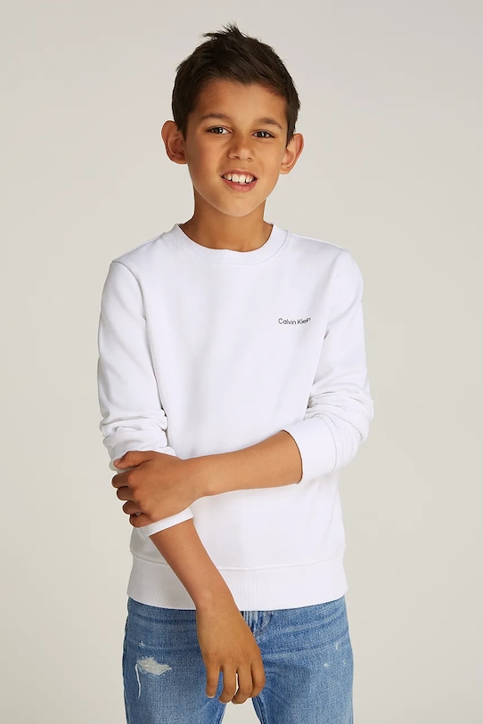 

Детская хлопковая толстовка Calvin Klein Jeans, белый