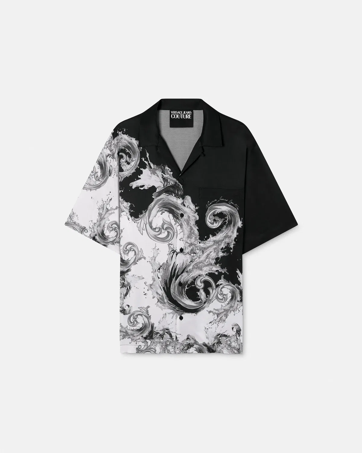 Рубашка из вискозы с набивным рисунком VERSACE, черный