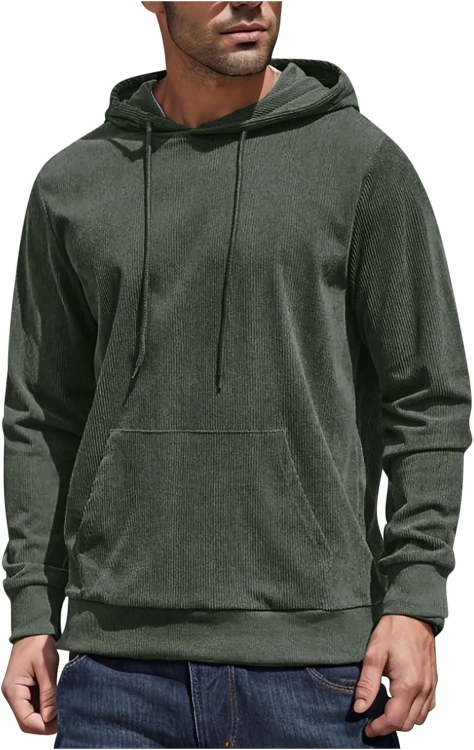 

Мужская толстовка с капюшоном, длинный рукав, вельвет, с карманом Piuwrlz