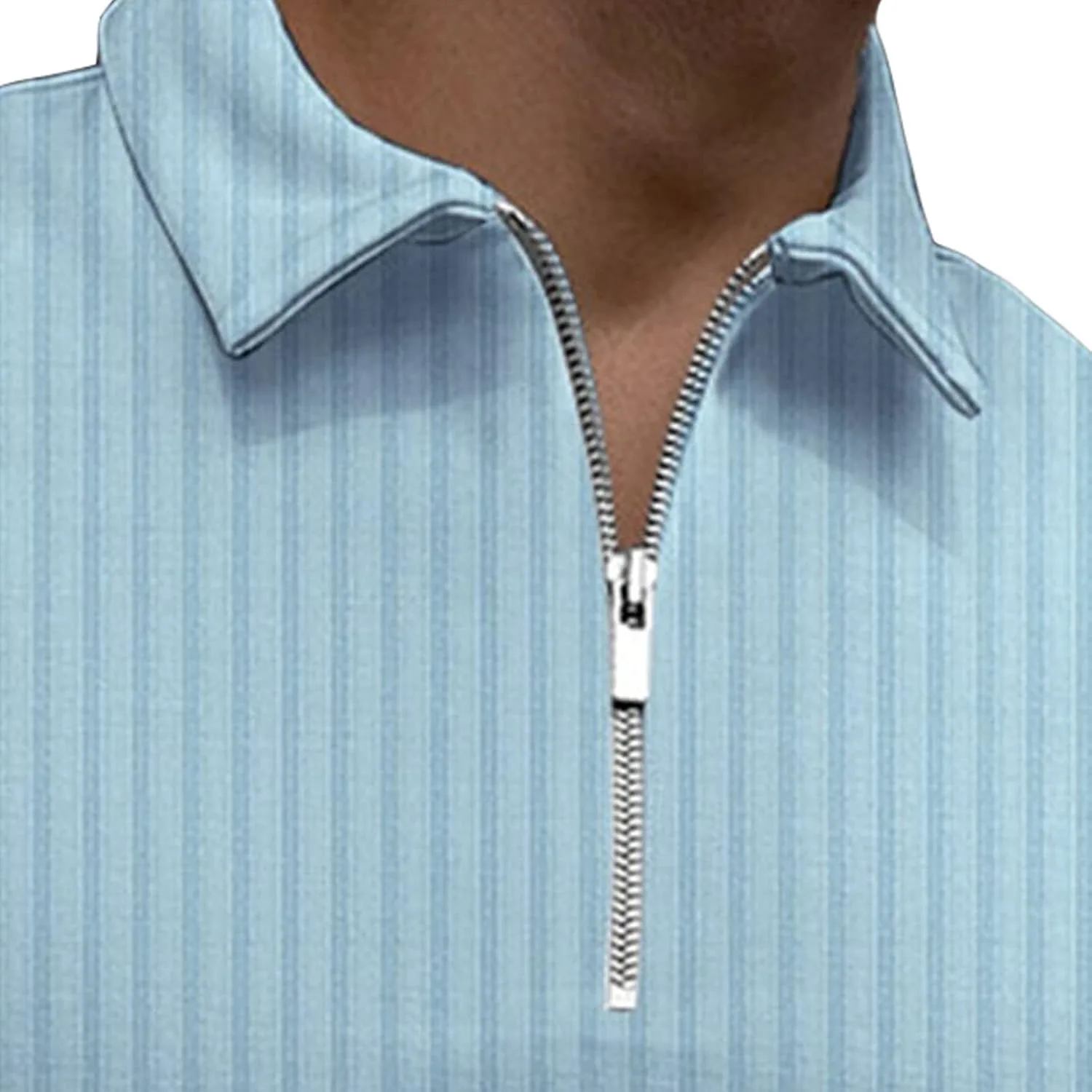 Футболка-поло с молнией Muscle T-Shirt Lapel Zip Tops Slim Fit — фото 3