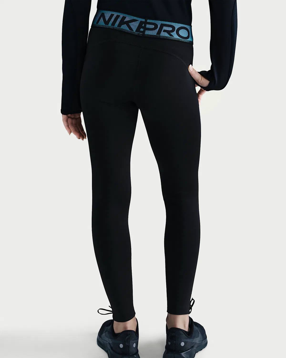 Большие детские (девочки) леггинсы Dri-FIT с блестящими акцентами Nike Pro, Black — фото 3