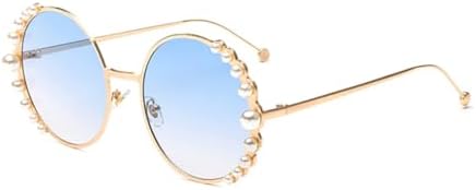 

Солнцезащитные очки 2027 года для женщин, металлическая оправа, круглые солнцезащитные очки с зеркальными линзами, перламутровые линзы, защита от УФ-излучения UV400 MTZJH, 4