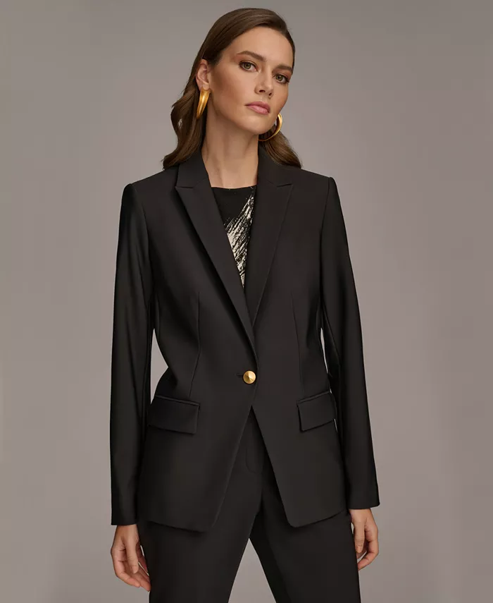 

Женский однобортный пиджак с одной пуговицей Donna Karan New York, черный