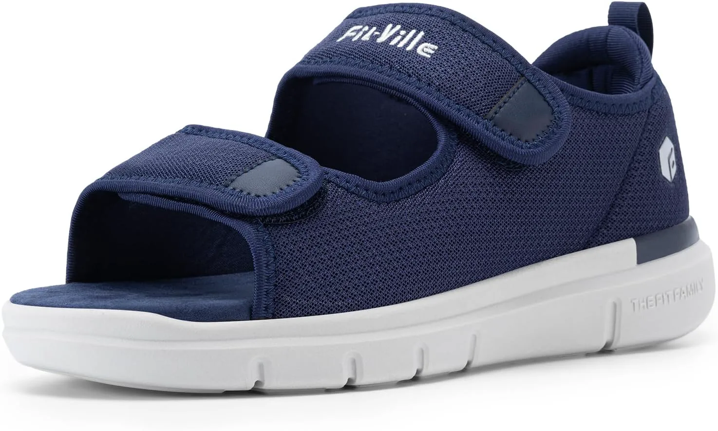 Сандалии FitVille для мужчин с диабетом, широкая посадка, с поддержкой свода стопы, регулируемые сандалии для мужчин с диабетом, синий