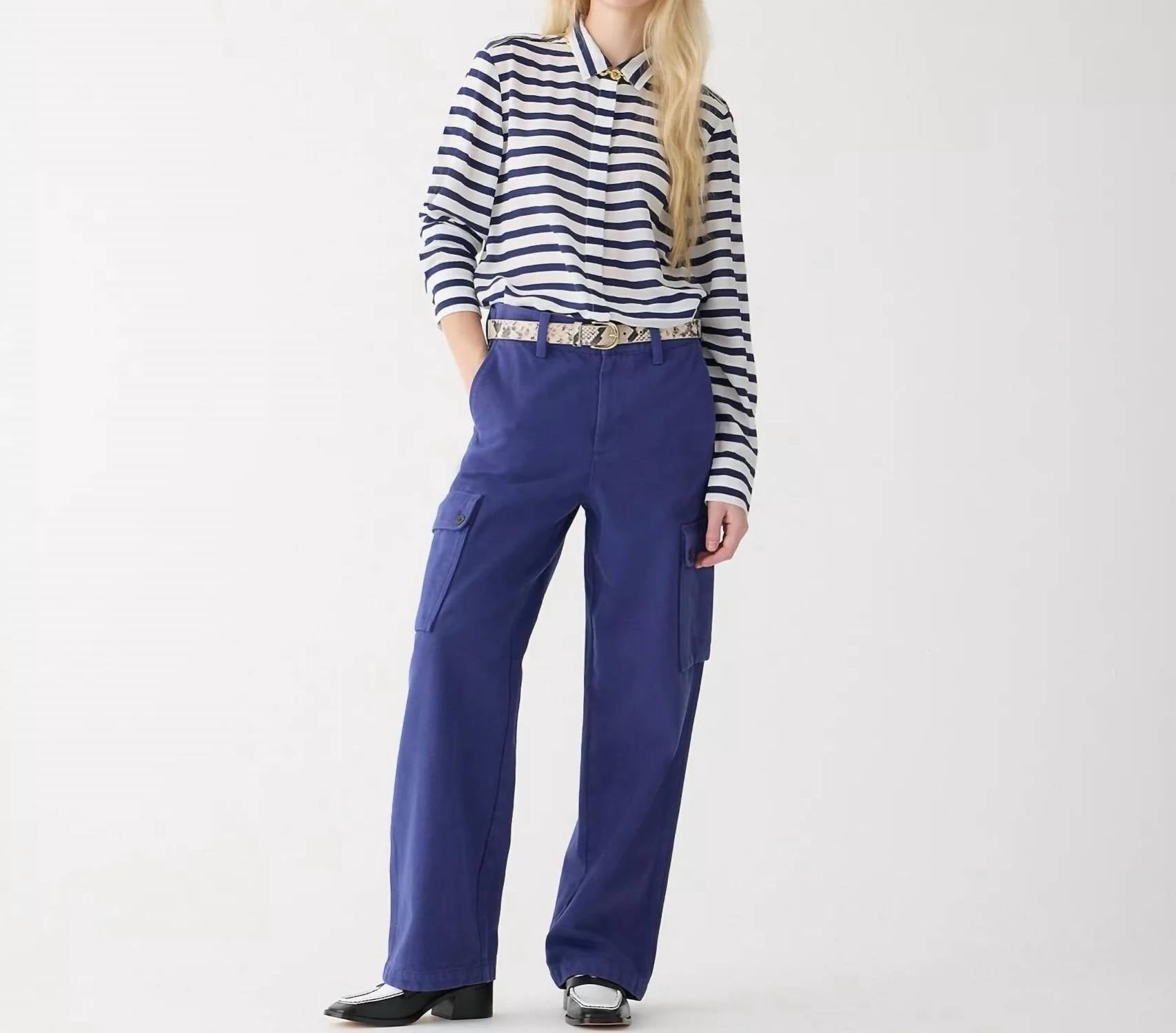 

Свободные брюки-карго из плотного твила синего цвета J.Crew