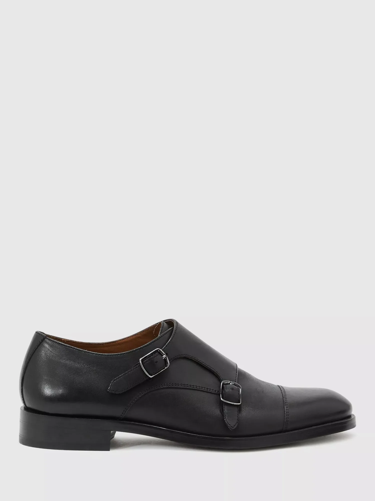 Кожаные туфли-монки Amalfi с двойной пряжкой Reiss, Black