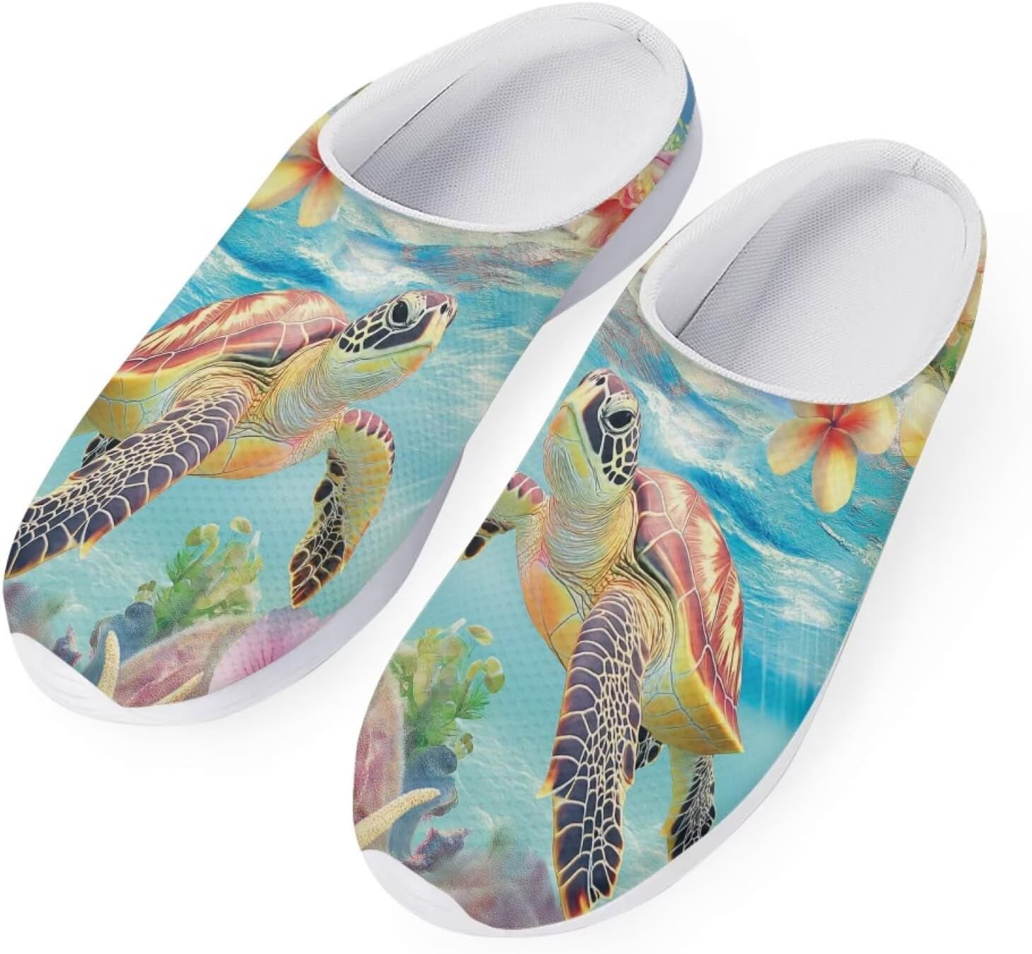 

Женские мюли-кроссовки Forchrinse Tropical Hibiscus Palm с сеткой, легкие и дышащие, для прогулок, Sea Turtle Hibiscus