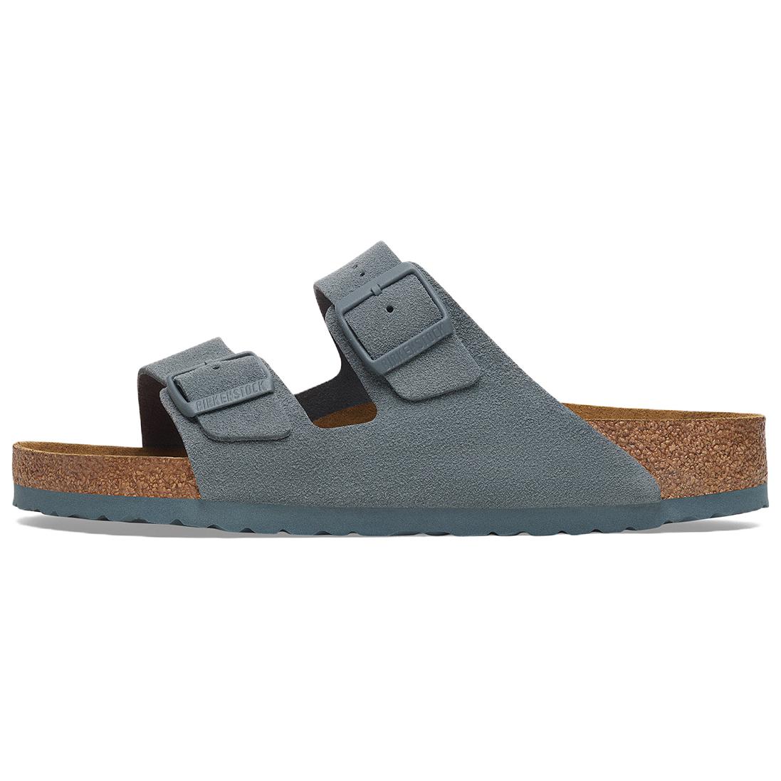 Женские тапочки-слайды Arizona, узкие, серо-линейные Birkenstock, Limestone Gray