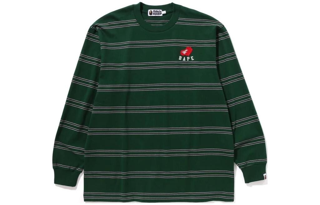 Футболка BAPE Ape Heart Hoop с длинным рукавом A Bathing Ape, зеленый — фото 3
