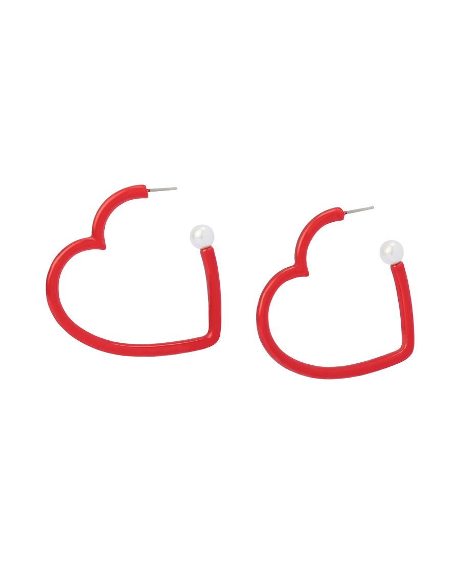 

Серьги-кольца в форме сердца с искусственными камнями Betsey Johnson, Pearl/Red