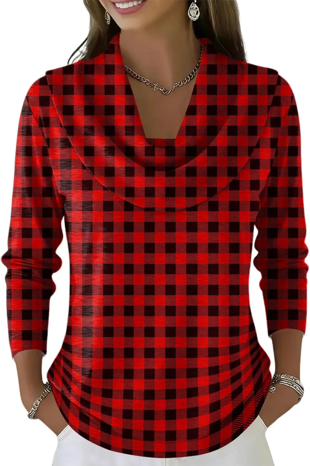 

Женская блузка с принтом и отложным воротником, Casual, Plus Size