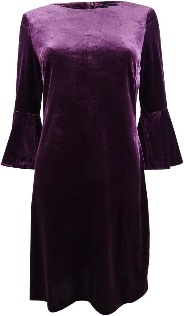 

Бархатное платье-рубашка с расклешенными рукавами от Tommy Hilfiger, Aubergine