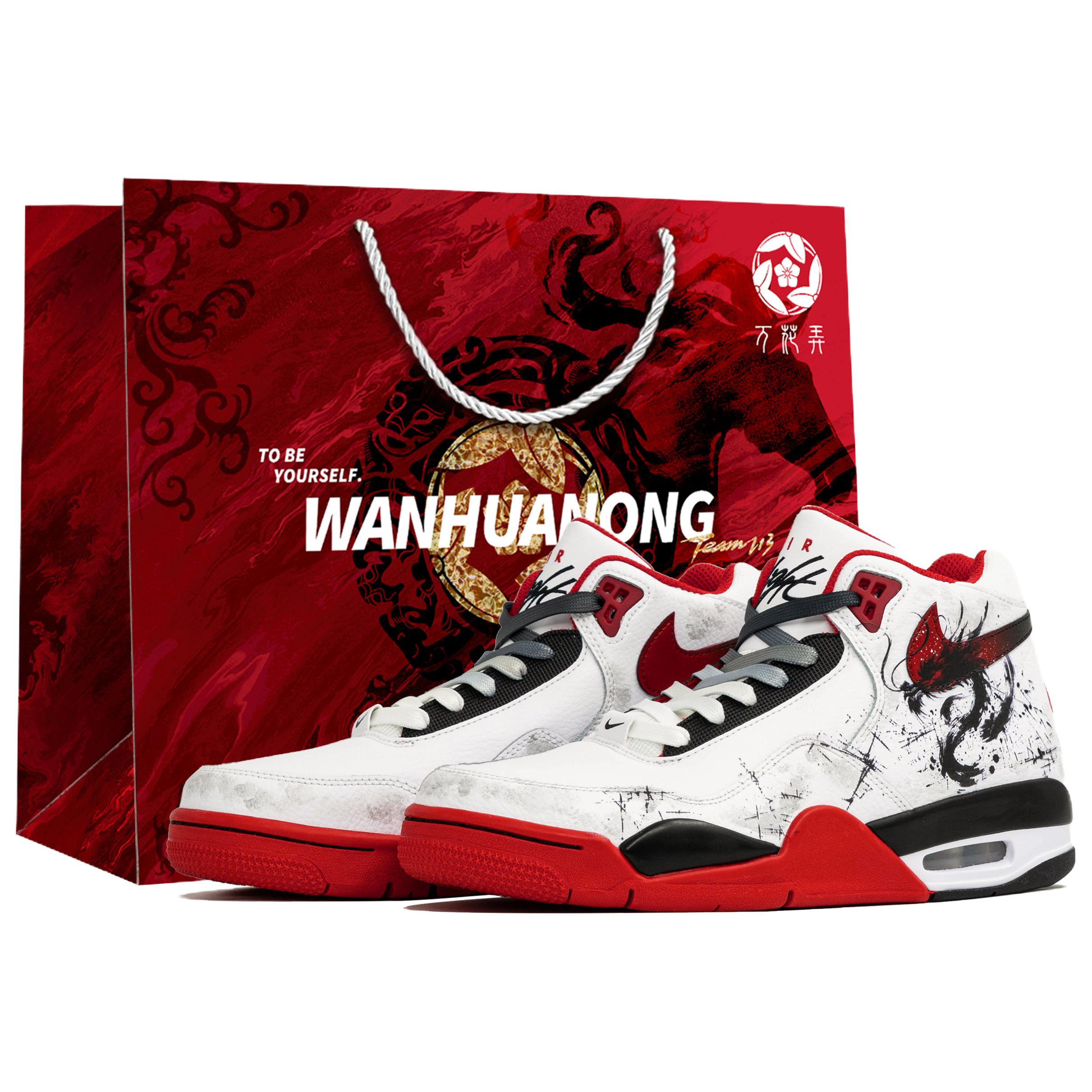 

Flight Legacy Myriad Flowers, Ink Dragon Roars In The Sky, Shopping Bag устойчивый к истиранию Mid top Nike, красный черный белый