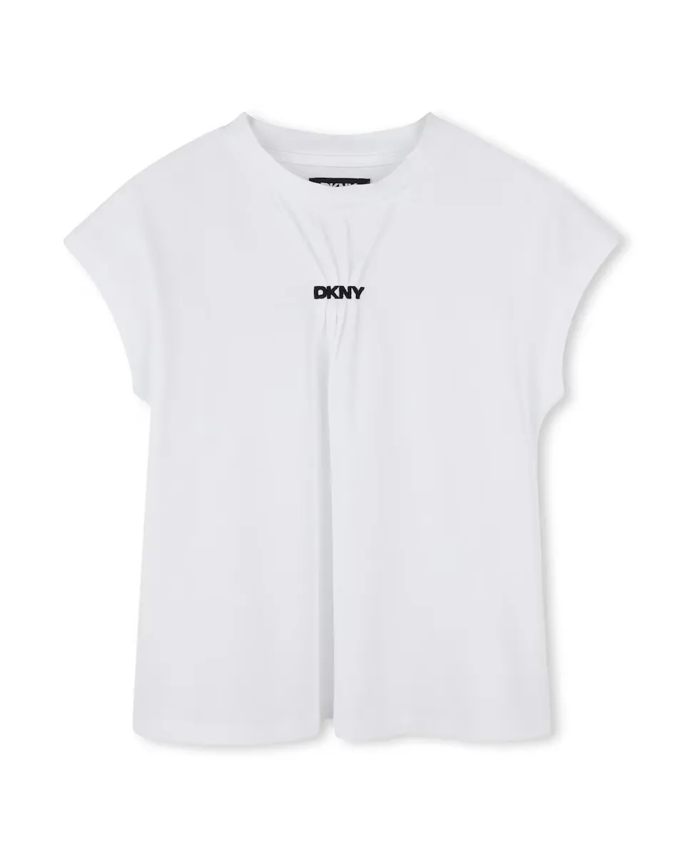 

Футболка из хлопка для девочек с коротким рукавом DKNY, белый