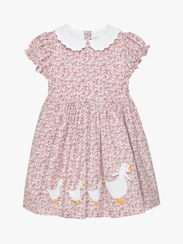 

Детское платье с пышными рукавами и аппликацией из чистой хлопковой ткани Trotters, Pink Ditsy