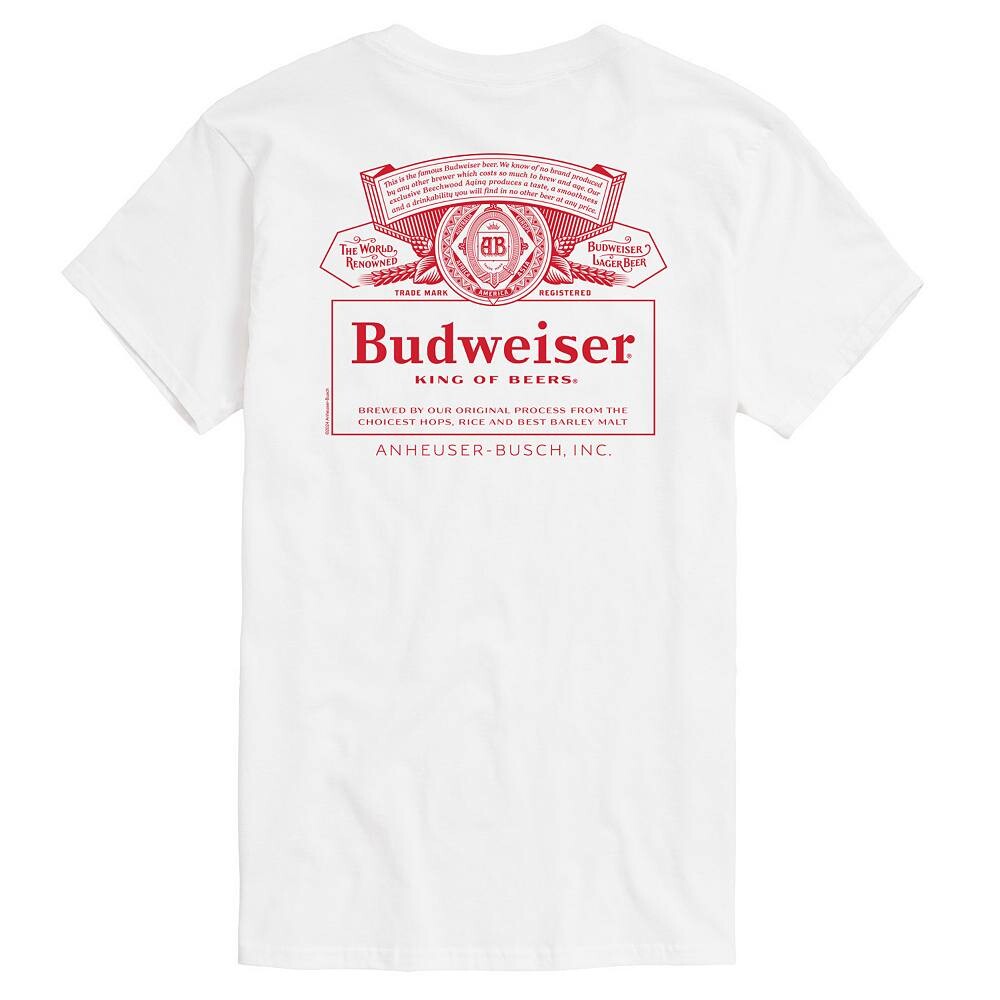 

Мужская футболка с рисунком Budweiser King Of Beers Licensed Character, белый