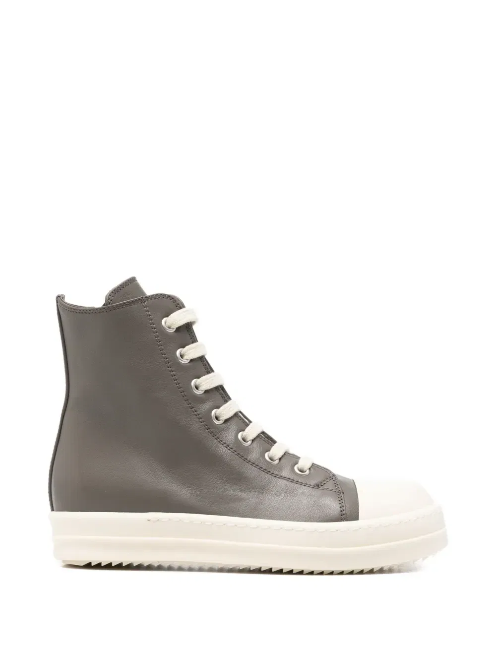 Кожаные высокие кеды на молнии Rick Owens Kids, серый
