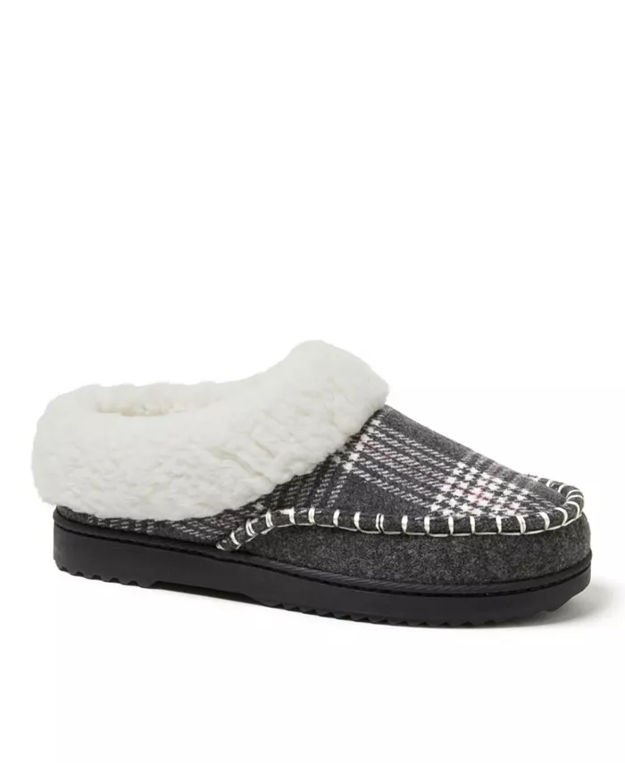 Женские тапочки Nyla Felted Plaid Moccasin Toe Clog House Dearfoams, серый
