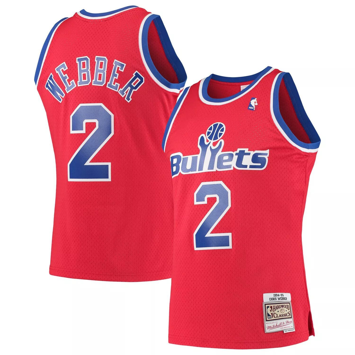 

Мужская майка Mitchell & Ness Chris Webber Red Washington Bullets Hardwood Classics 1994-95 Swingman