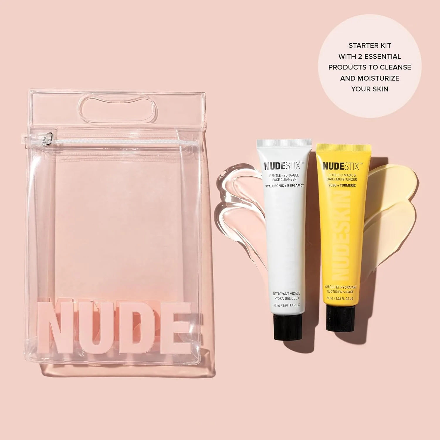 Набор Nudestix Nude Basics Kit - 2 средства для ухода: очищающий гель Gentle Hydra-Gel и увлажняющий крем Citrus-C Daily Moisturizer, Clear — фото 2