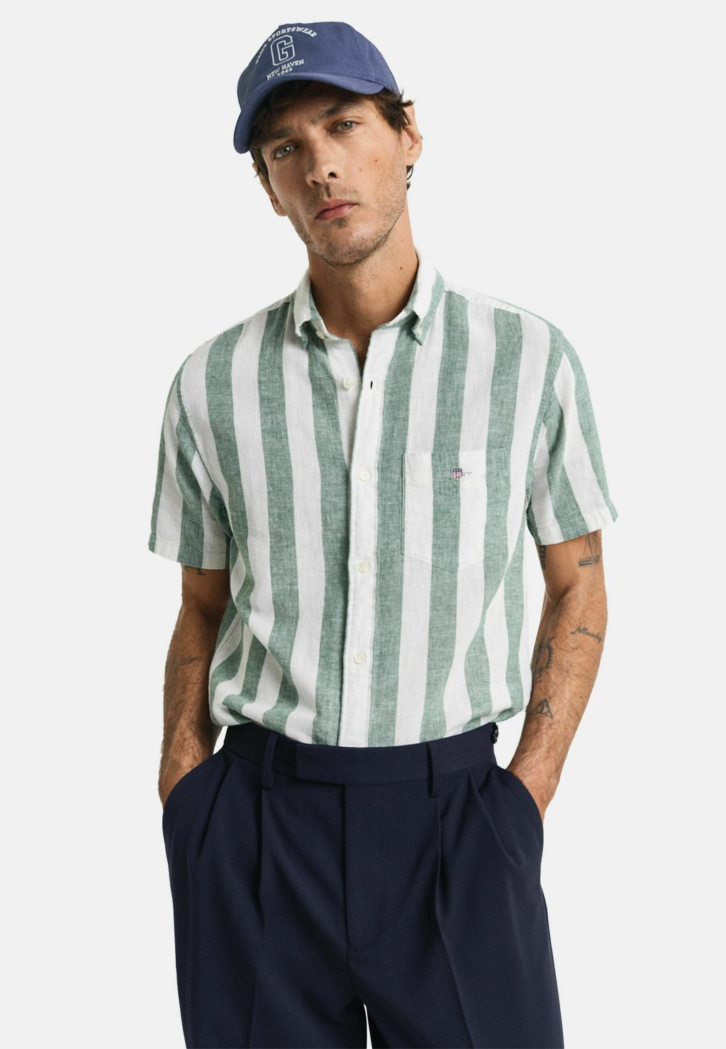 

Рубашка REGULAR FIT STRIPED SHORT SLEEVE GANT, Green