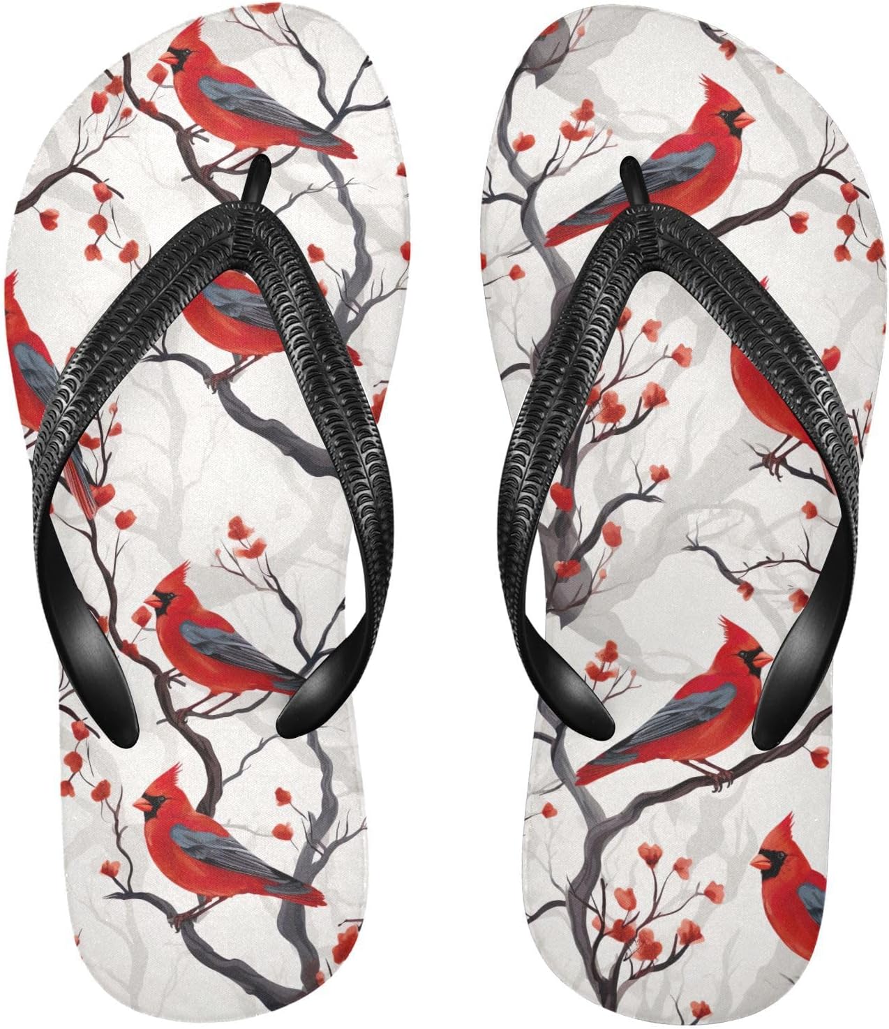 

Сланцы SPRIPORT с акварельным рисунком красных птиц и цветов, тонкие, для женщин и мужчин, удобные повседневные шлепанцы с амортизирующей стелькой и нескользящей резиновой подошвой, для пляжа и летней прогулки