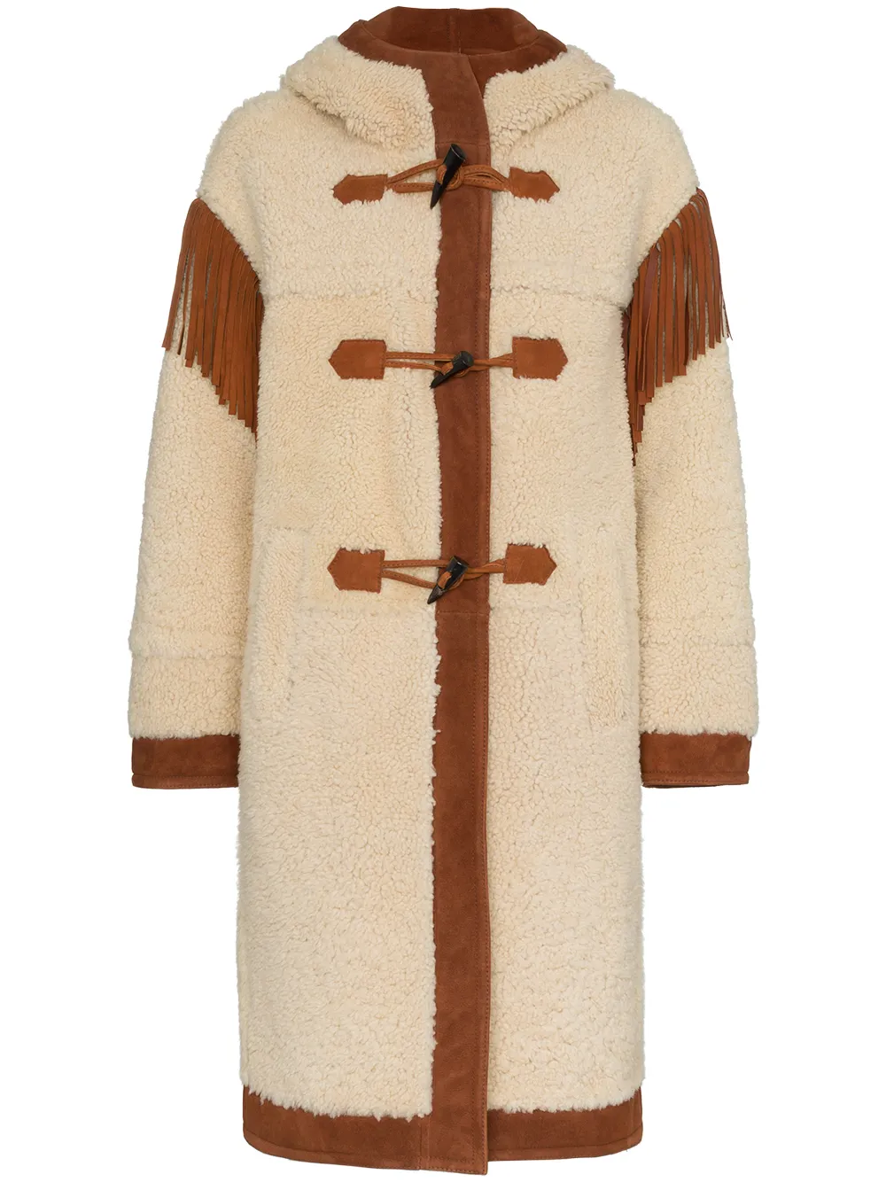 

Дубленка с бахромой на плечах Philosophy Di Lorenzo Serafini, нейтральный