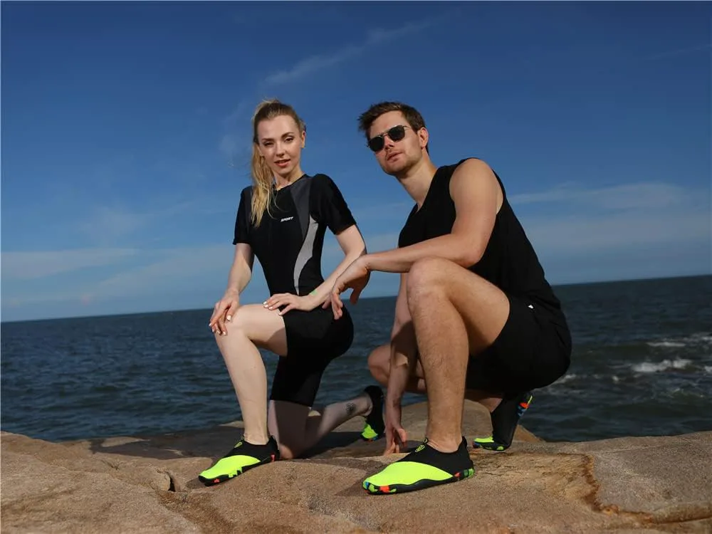Быстросохнущие водные спортивные босоножки Vsufim, акваноски для плавания, пляжа, бассейна, серфинга и йоги для женщин и мужчин, черный — фото 4
