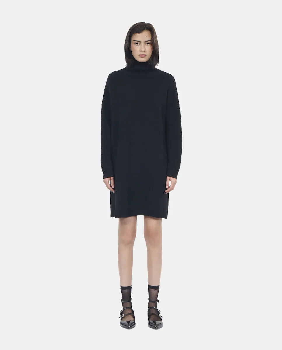 

Короткое кашемировое платье с высоким воротом The Kooples, черный