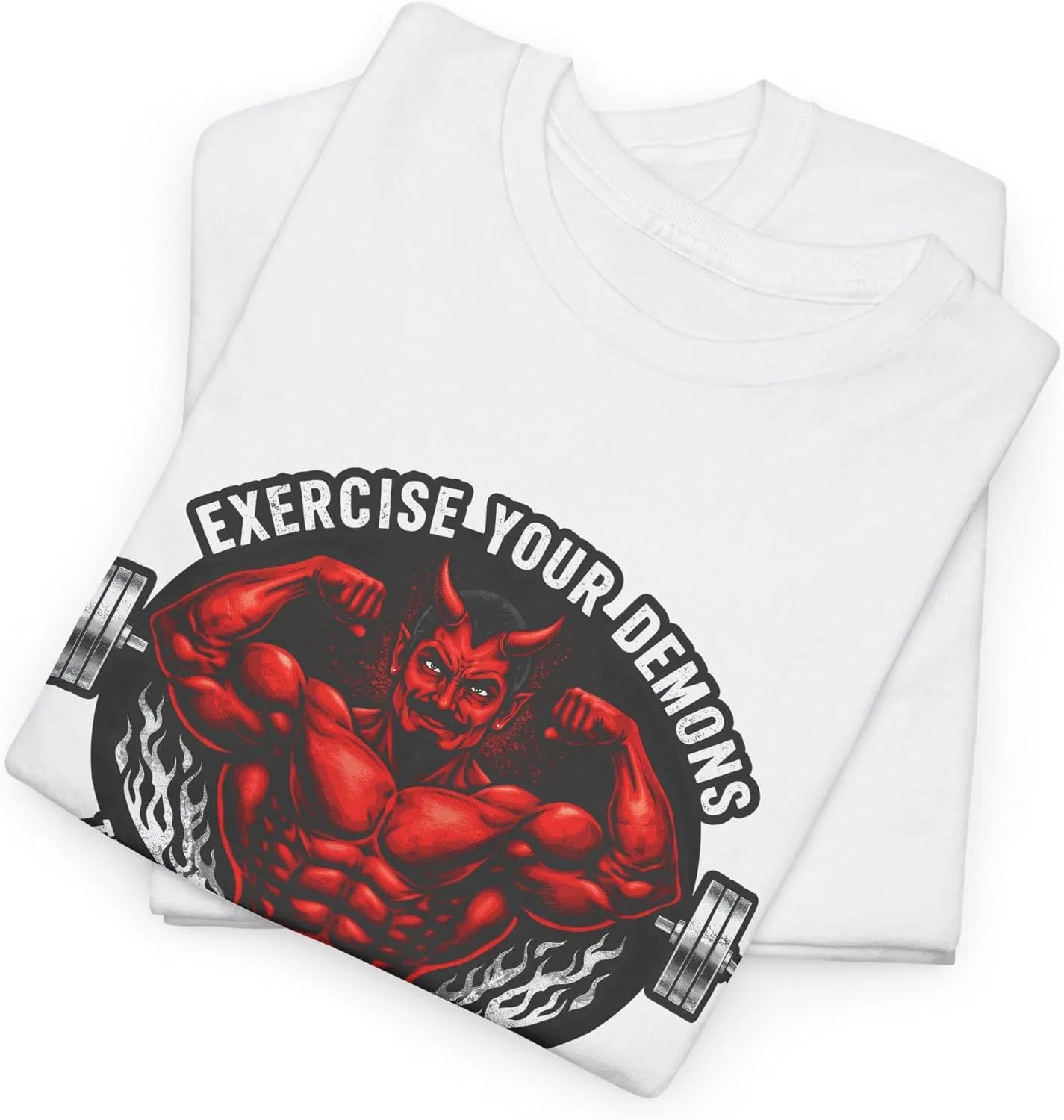 Футболка мотивационная Exercise Your Demons, хлопок, белый — фото 4