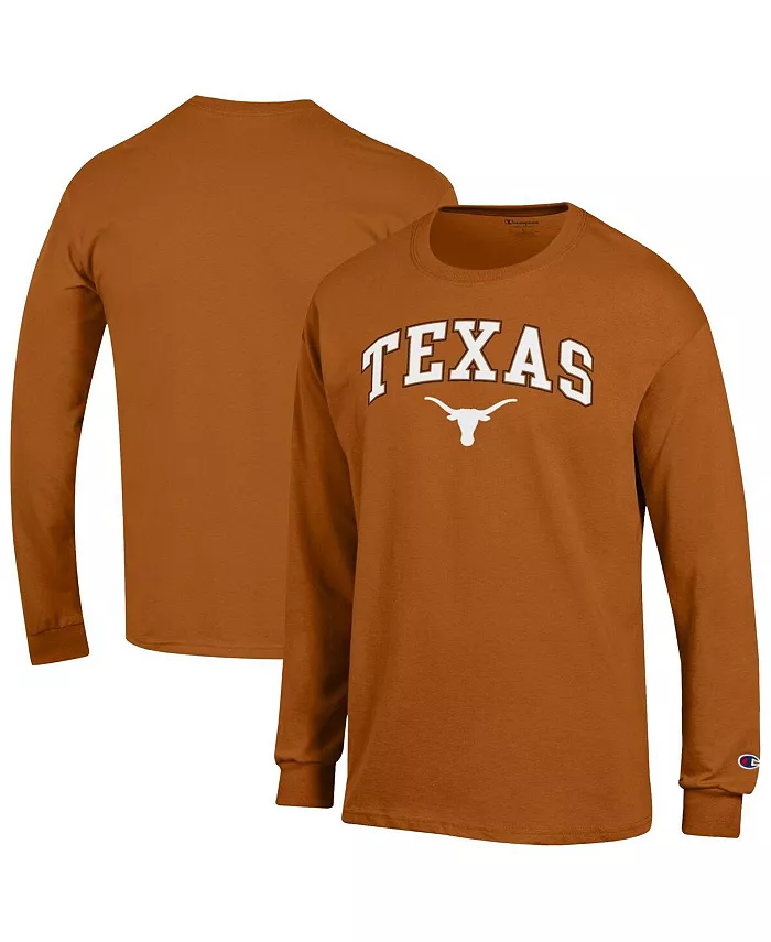 

Мужская футболка с длинным рукавом Texas Orange Texas Longhorns Arch Over Logo Champion