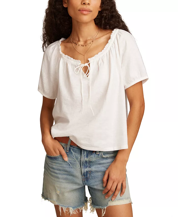 

Женская крестьянская блуза с коротким рукавом Lucky Brand, белый