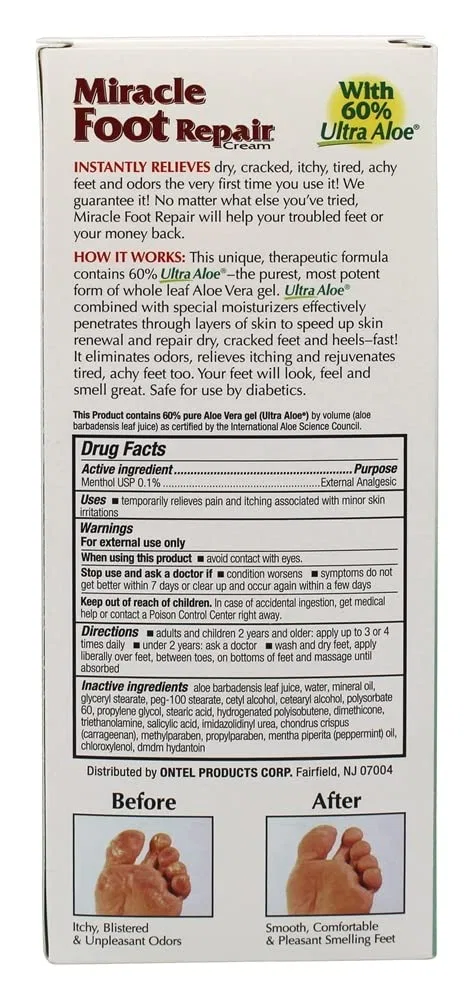 Крем для ног Miracle of Aloe Miracle Foot Repair с 60% Ultra Aloe, 224 г Ontel — фото 2