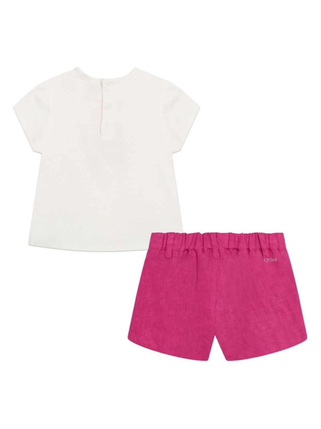 Chloé Kids комплект из органического хлопка с логотипом, розовый — фото 2