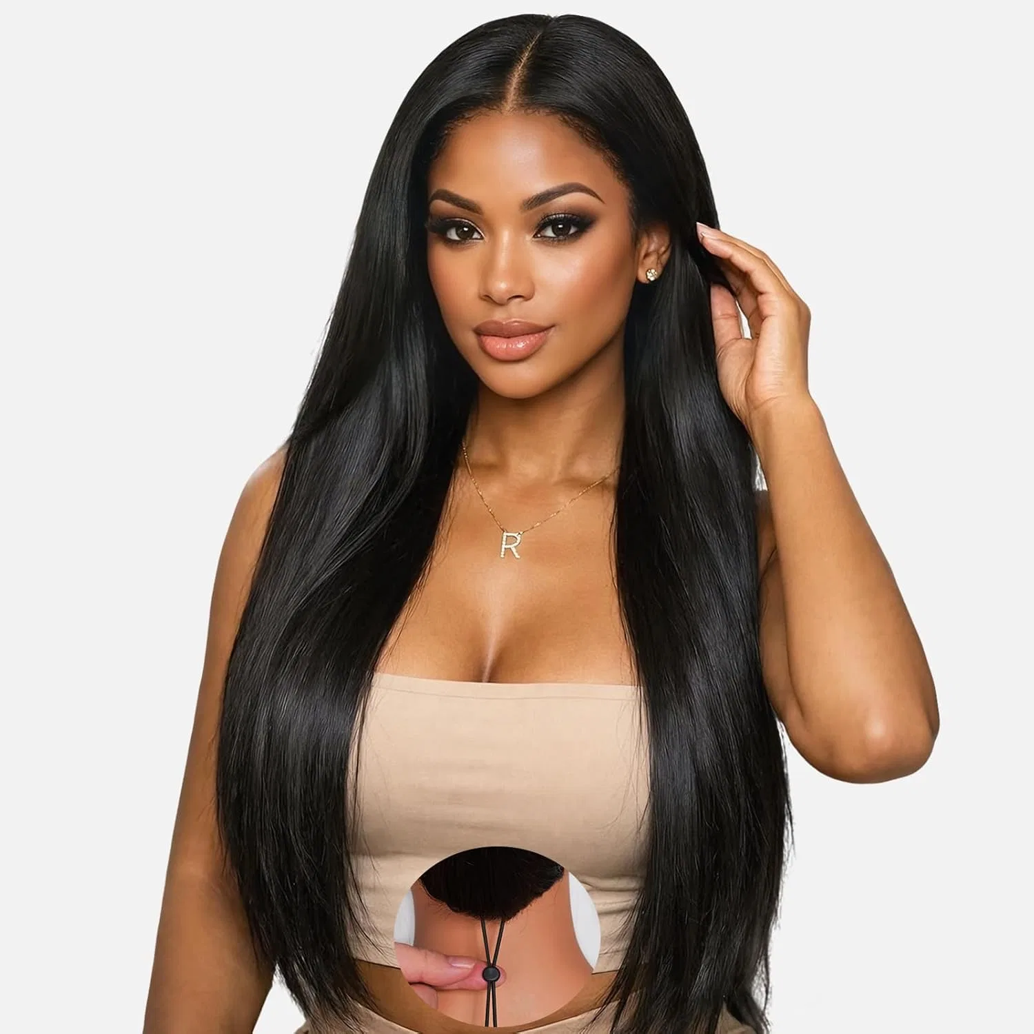 Женский парик из натуральных волос «13x6 Full Lace Front Drawstring Wig» от Tunfine Tunfine, Full 13X6 Lace Front Natural Color