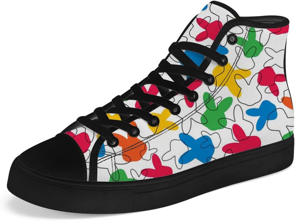 

Кеды на высокой подошве из канвы для мужчин и женщин к Пасхе, высокие кроссовки с рисунком пасхальных кроликов, шнуровка, повседневная обувь, подарок для девушки или парня Chebing, мультиколор