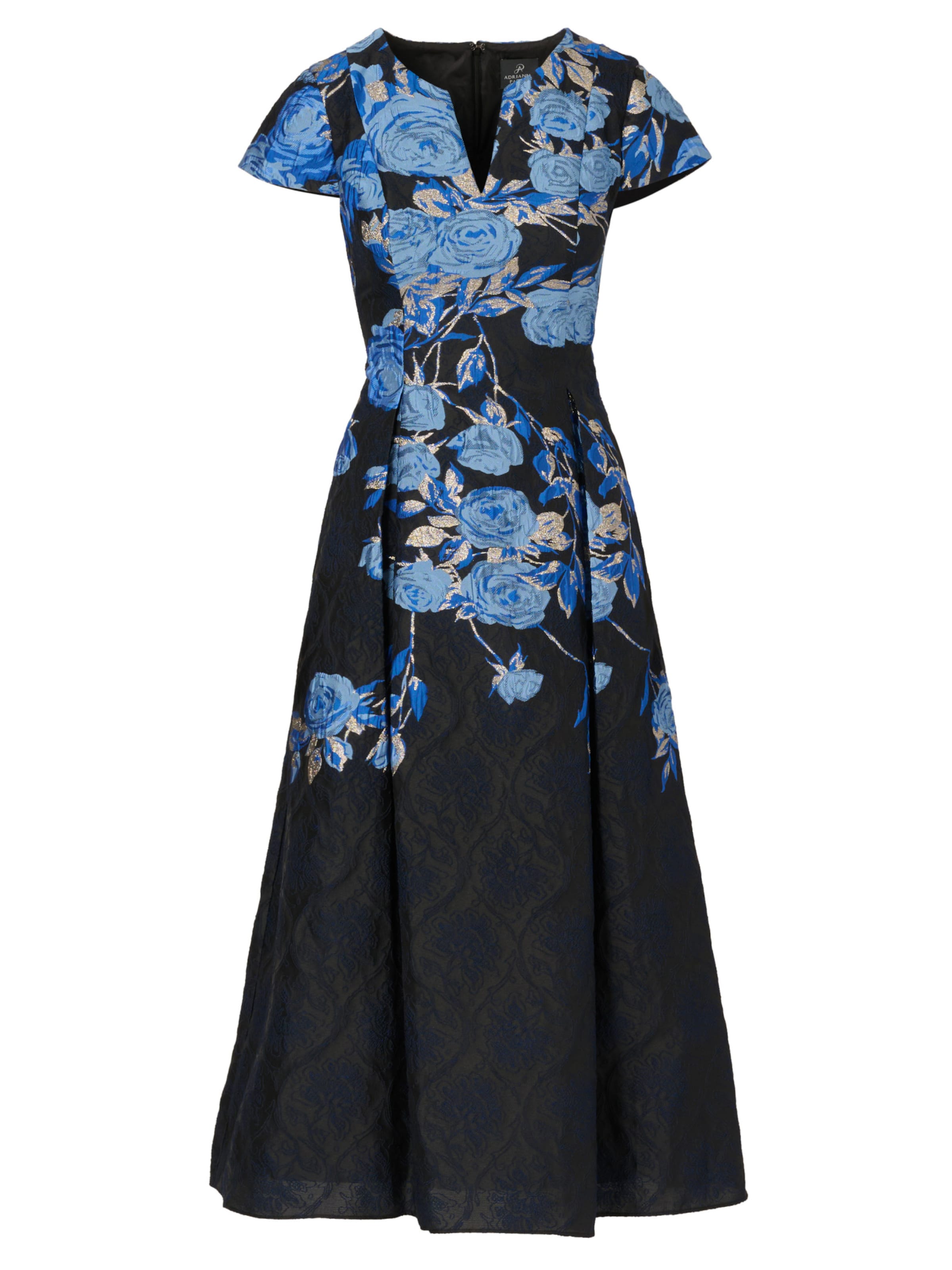 

Adrianna Papell Платье 'Split Neck Jacquard Dress' в темно-синем цвете