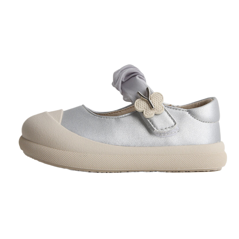 

Детские кожаные туфли с нескользящей подошвой для младенцев и малышей MAIBUXIONG, серебряный