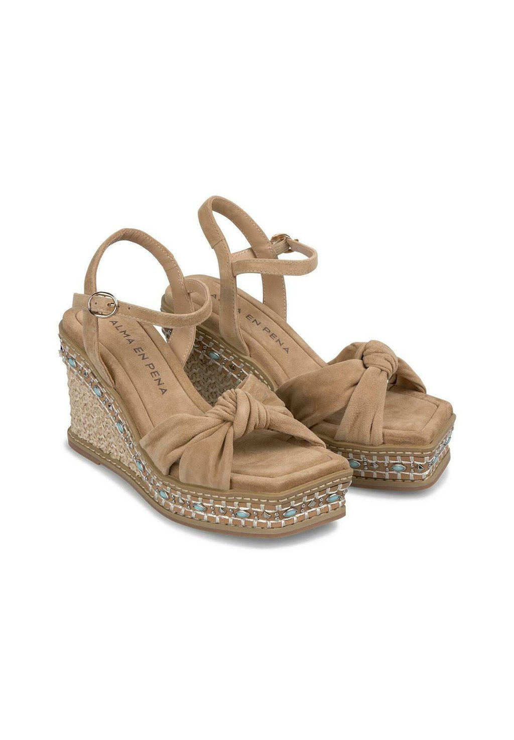 Босоножки на танкетке CIERRE CON HEBILLA - High heeled sandals Alma en Pena, коричневый — фото 3