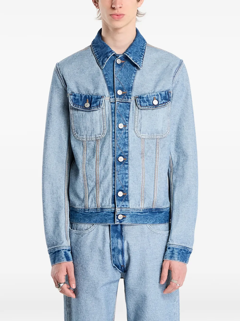 Джинсовая куртка с клапанами на карманах Mm6 Maison Margiela, синий — фото 3