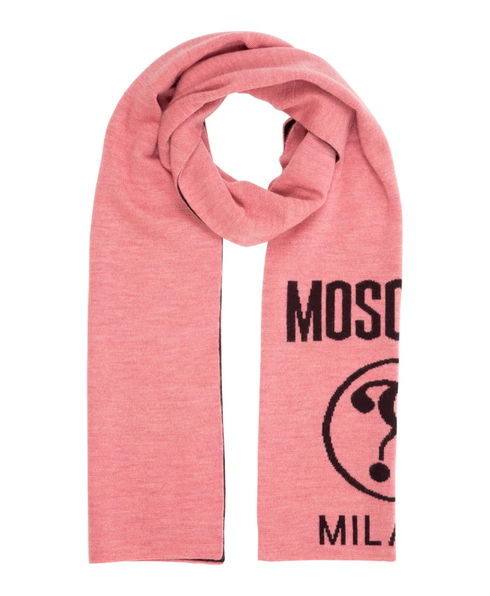 

Шерстяной шарф с двойным вопросительным знаком Moschino, розовый
