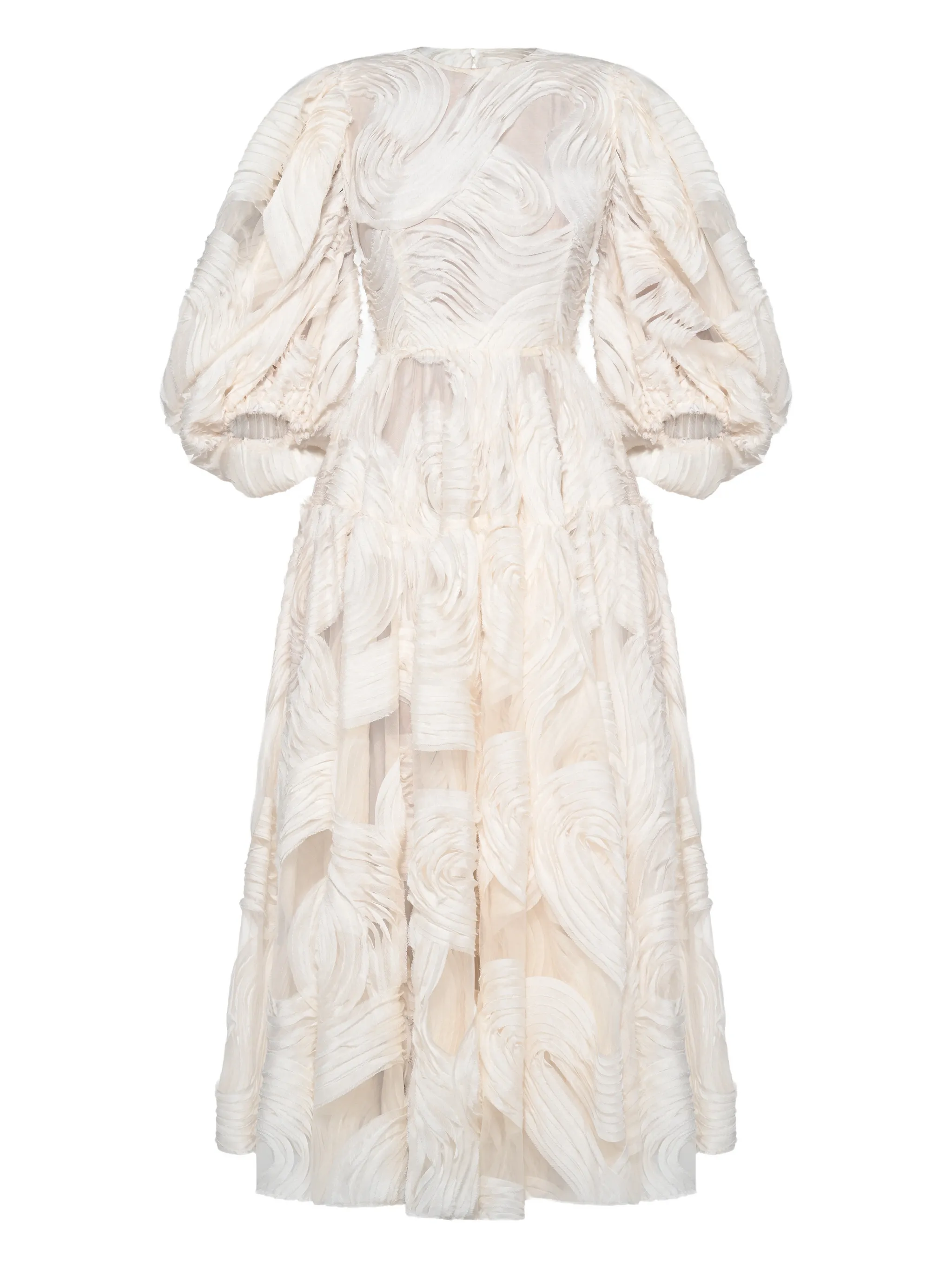 

Платье миди с объемными рукавами и вышивкой Anouki, белый