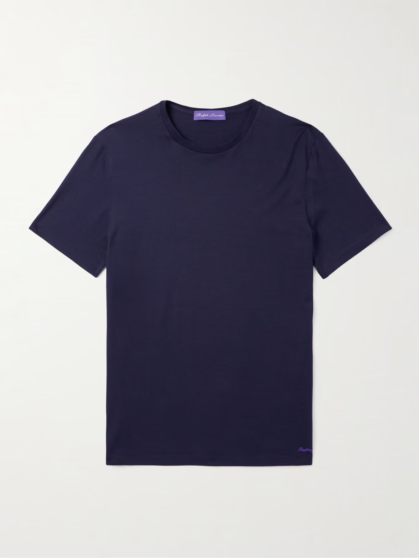 

Футболка из хлопка-флис с вышитым логотипом RALPH LAUREN PURPLE LABEL, темно-синий