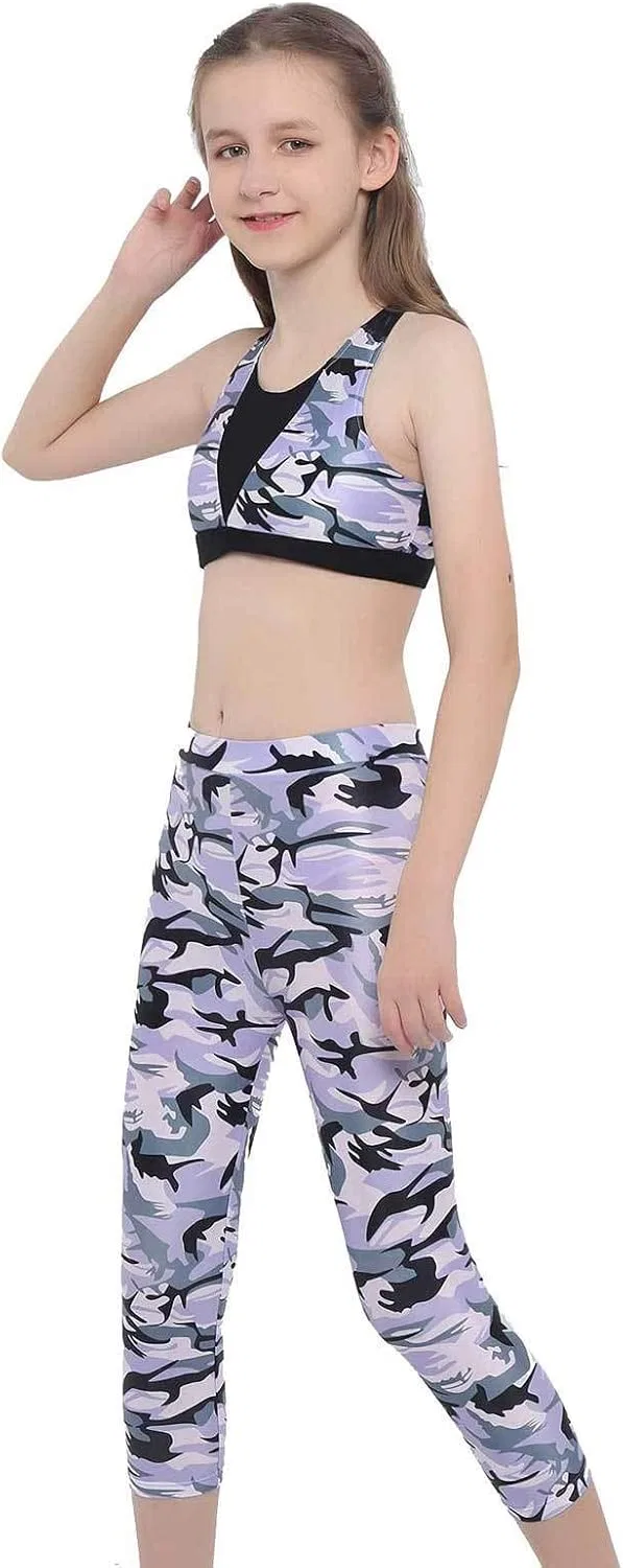 Детский спортивный костюм Camouflage TTAO, топ и леггинсы, Camouflage Purple — фото 3