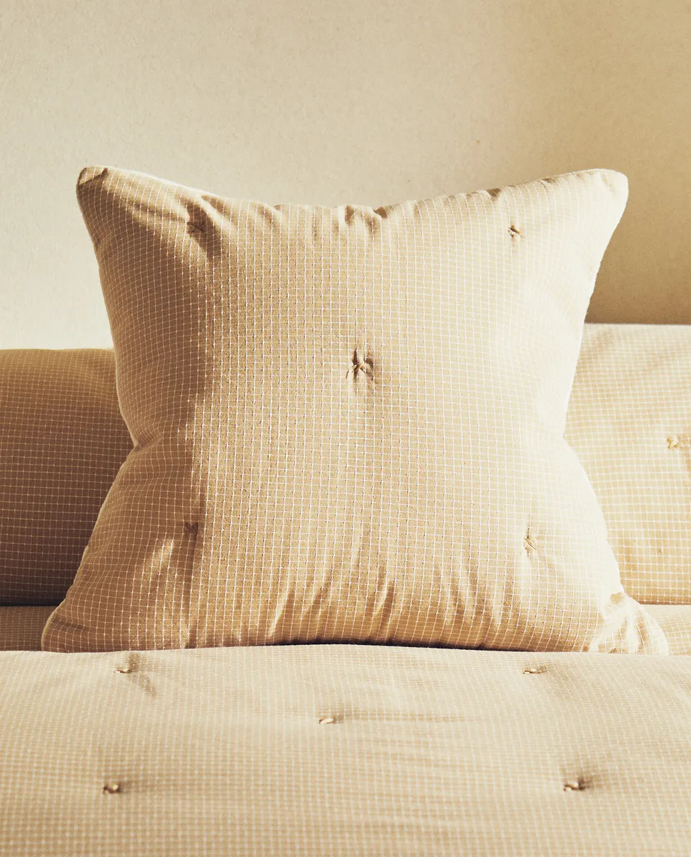 

Детский чехол на подушку в клетку Zara Home, цвет Tan