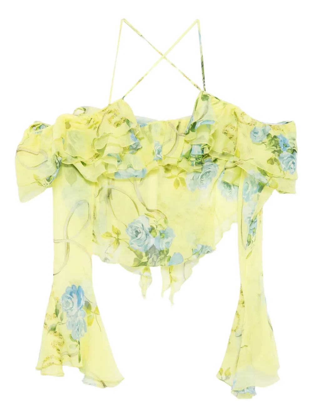 

Блузка с цветочным принтом и оборками BLUMARINE, желтый