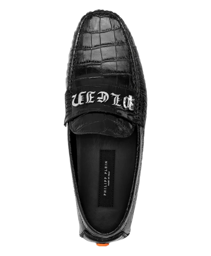 Лоферы из кожи с крокодиловым принтом Philipp Plein, черный — фото 3