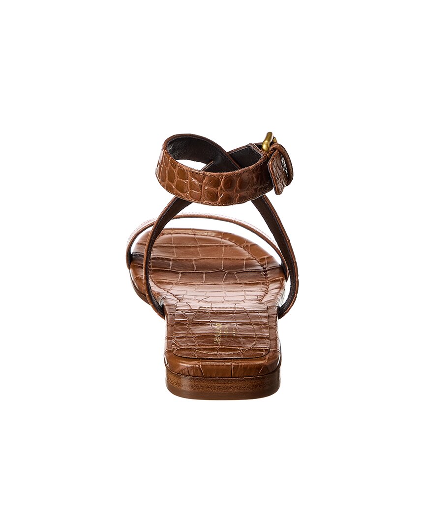 Michael Kors Collection Bridgette Croc-Embossed Leather Sandal, коричневый — фото 3