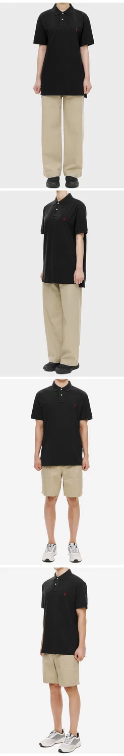 Мужская футболка-поло Polo Ralph Lauren Custom Slim Fit, чёрная — фото 4